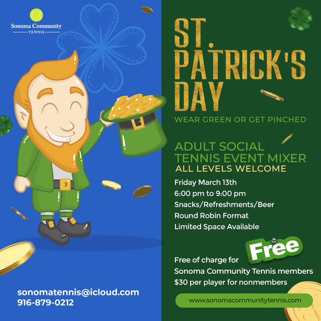 St. Patrick’s Day — Adult Social Tennis Mixer